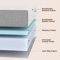 HOMCOM Foldable Mattress Queen Size, 6 Inch Tri Fold Memory Foam Mattress with Washable Cover & Non-Slip Bottom, 60" x 80" x6"(m-4)