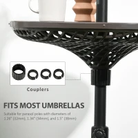 Outsunny 23" Beach Umbrella Table Tray, Instant Portable Beach Tables for Sand, Swimming Pools, Patio, Garden, Deck, Brown(m-4)