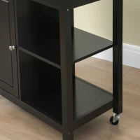 HOMCOM Kitchen Island Cart, Rolling Kitchen Island with Storage Shelf, Solid Wood Top, Drawer, for Dining Room, Black(m-9)