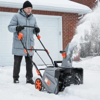 Outsunny 40V 18" Cordless Snow Blower with PU Auger, 1400W Brushless Motor, 12" Depth, Two 4.0Ah Batteries & Fast Charger(m-10)
