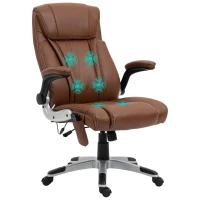 Vinsetto Executive Massage Office Chair with 6 Vibration Points, Heated Faux Leather Computer Desk Chair with Flip-up Armrest, Adjustable Height, Swivel Wheel, Brown(m-11)