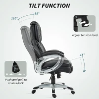 HOMCOM High Back Desk Chair with Swivel Wheels, Executive Office Chair with Cushion & Adjustable Height, Black(m-6)
