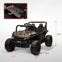 Qaba 12V Ride On Truck, Battery Powered Electric Car for Kids w/ Remote Control, 4-Wheel Suspension & LED Lights, Black(m-3)