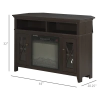 HOMCOM Electric Fireplace TV Stand for 50", Media Console Center Cabinet with 2 Shelves and 2 Cabinets with Adjustable Shelves for Corner, Dark Brown(m-4)