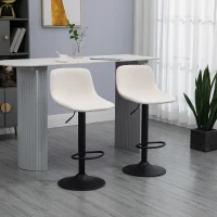 HOMCOM Adjustable Bar Stools, Swivel Bar Height Chairs Barstools Padded with Back for Kitchen, Counter, and Home Bar, Set of 4, Cream White(m-2)