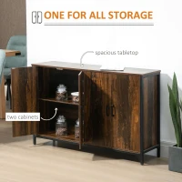 HOMCOM Industrial Sideboard Buffet Cabinet with Doors, Kitchen Cabinet, Coffee Bar Cabinet with Adjustable Shelves, Rustic Brown(m-4)
