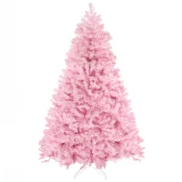 HOMCOM 6' Artificial Pink Christmas Trees, with Auto Open, Steel Base, Wide Shape for Indoor Xmas Decoration(m-1)