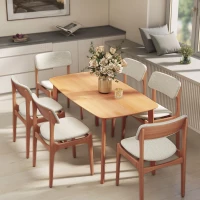 HOMCOM Pine Wood Dining Table for 6, 59" Rustic Rectangular Kitchen Table with Large Tabletop for Dining Room, Natural(m-9)