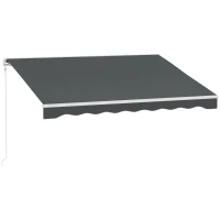 Outsunny 10' x 8' Electric Awning, Retractable Awning Sun Shade Shelter with Remote Controller, Manual Crank Handle and Aluminum Frame, for Deck, Balcony, Yard, Grey(m-2)