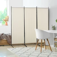 HOMCOM 3-Panel Privacy Screen Folding Room Divider for Indoor Bedroom Office 100" x 72" Beige(m-2)