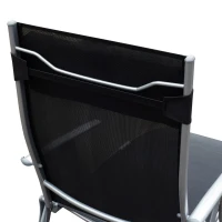 Outsunny Chaise Lounge Foldable Outdoor Chair, Portable, 7-Position Adjustable Reclining Tri-fold Chair for Camping, Sunbathing & Tanning at the Beach, Swimming Pool with Pillow, Black(m-9)