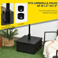 Outsunny 3-in-1 Outdoor Umbrella Base, Coffee End Table, Flower Box Planter, 175lbs Capacity Patio Umbrella Stand Table with Wheels and Handles, Black(m-5)