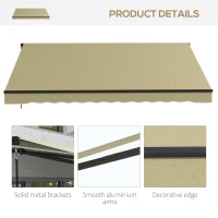 Outsunny 12' x 10' Retractable Awning, 280gsm UV Resistant Sunshade Shelter for Deck, Balcony, Yard, Beige(m-8)