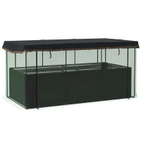 Outsunny Galvanized Steel Planter Box with Crop Cage and Shade Cloth, Raised Garden Bed for Flowers, Veggies and Herbs, Dark Gray(m-1)