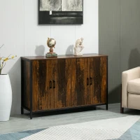 HOMCOM Industrial Sideboard Buffet Cabinet with Doors, Kitchen Cabinet, Coffee Bar Cabinet with Adjustable Shelves, Rustic Brown(m-2)
