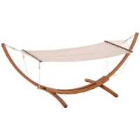 Outsunny 10' Wood Outdoor Hammock, Hammock with Stand Rainbow Bed, Heavy Duty Roman Arc Hammock for Single Person for Patio Backyard Balcony Porch, White(m-11)