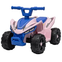 Qaba Kids ATV, 6V Battery Powered Kids Quad with 4 Wheeler, Handlebar Button Control, Max 1.2MPH, Max 55lbs Load, Blue(m-1)