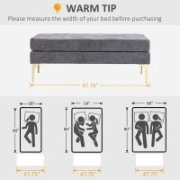 HOMCOM Upholstered Bench, 48" End of Bed Bench, Entryway Bench with Double Layer Seat Cushions and Steel Legs for Bedroom, Dark Grey(m-7)