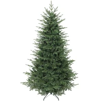 HOMCOM 7 ft Artificial Christmas Tree with Dense Realistic Branches, Full Ponderosa Fir, Hinged Xmas Tree, Easy Assembly(m-9)