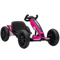 Qaba 12V Electric Go Kart for Kids with Dual Motors, Adjustable Seat, Soft Start, LED Lights, EVA Wheels, for Age 3-6, Pink(m-11)