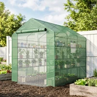 Outsunny 8' x 6' x 7' Temporary Greenhouse for Growing Flowers with Mesh Door & Windows Green(m-2)