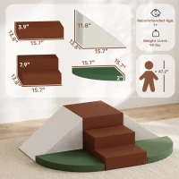 Qaba Foam Climbing Blocks, 8PCS Climbing Toys, Velvet Fabric, Foam, Non-Slip, Kids Soft Play Set for Crawling, Ages 1+, Brown(m-3)