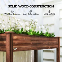 Outsunny 48" x 22" x 30" Wooden Patio Raised Garden Bed Planter, Elevated Planter Box with Legs, Carbonized(m-5)