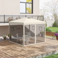 Outsunny 10' x 10' Pop Up Canopy Tent, Instant Sun Shelter with Netting, Windows and Carry Bag, Height Adjustable(m-2)