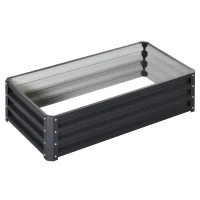 Outsunny Galvanized Raised Garden Bed, 4' x 2' x 1' Metal Planter Box, for Growing Vegetables, Flowers, Herbs, Succulents, Gray(m-1)