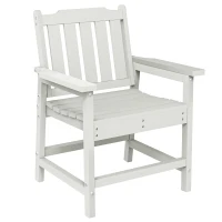 Outsunny All-Weather Patio Chair, HDPE Patio Dining Chair, Heavy Duty Wood-Like Outdoor Furniture for Garden, Backyard, Deck, Porch, Lawn, White(m-11)