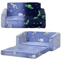 Qaba Couch with Glow in the Dark Space Pattern, Washable Cover, Blue(m-11)