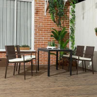 Outsunny PE Rattan Outdoor Dining Chair Set with Cushion, 4 Patio Wicker Dining Chairs with Backrest, Cream White(m-2)