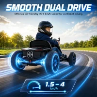Qaba 12V Electric Go Kart for Kids with Dual Motors, Adjustable Seat, Soft Start, LED Lights, EVA Wheels, for Age 3-6, Black(m-6)