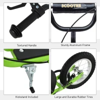 Aosom Youth Scooter Kick Scooter for Kids 5+ with Adjustable Handlebar 16" Front and 12" Rear Dual Brakes Inflatable Wheels, Green(m-7)