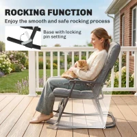 Outsunny 3-Piece Outdoor Foldable Rocking Chair Set, Light Grey(m-4)