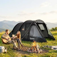 Outsunny 3-4 Person Easy Setup Cabin Tent with Two Room, Waterproof & UV30+ Camping Tent with Carrying Bag, Charcoal(m-8)