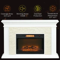 HOMCOM 31.5" Electric Fireplace with Mantel, 1400W Freestanding Fireplace Heater with Remote Control, Overheat Protection, Timer, White(m-7)