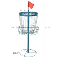 Soozier Portable Disc Golf Basket Target with 24-Chain, Travel Bag, Blue(m-3)