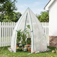 Outsunny 63" x 54" x 71" Tent-Style Mini Greenhouse, Portable Hot House for Plants with Zipper Roll Up Door and Window for Outdoor, Garden, Patio, White(m-10)