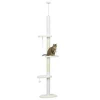 PawHut 8.4' Floor to Ceiling Cat Tree, Adjustable Height, White(m-11)