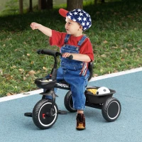 Qaba Tricycle for Toddlers Age 2-5 with Adjustable Seat, Storage Baskets, Black(m-2)