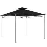 Outsunny 10' x 10' Gazebo, Soft Top Outdoor Gazebo with 2-Tier Roof, Metal Frame, Black(m-9)