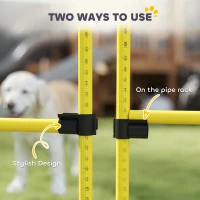 PawHut Dog Agility Training Equipment, 4 PCS Obstacle Course with Height Adjustable Jump Hurdle and Bag, Yellow(m-5)