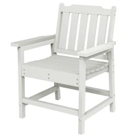 Outsunny All-Weather Patio Chair, HDPE Patio Dining Chair, Heavy Duty Wood-Like Outdoor Furniture for Garden, Backyard, Deck, Porch, Lawn, White(m-1)