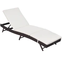 Outsunny Patio Chaise Lounge, Pool Chair with 5 Position Adjustable Backrest & Cushion, Outdoor PE Rattan Wicker Sun Tanning Seat, 78.75" x 24.75" x 35", Brown(m-1)
