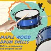 Qaba 7 Piece Kids Drum Set with Throne, Cymbal, Pedal, Drumsticks, Blue(m-6)