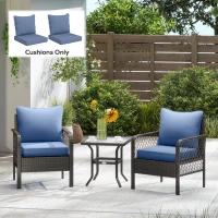 Outsunny Patio Chair Cushions Set of 2 with Seat & Backrest, Fade Resistant Seat Replacement Cushion Set, Blue(m-2)