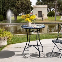 Outsunny 23.6" Mosaic Round Patio Table with Ceramic Tabletop, Outdoor Furniture, Multicolor(m-8)