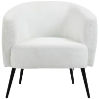 HOMCOM Accent Chair Modern Barrel Armchair with Metal Legs, Cream(m-1)