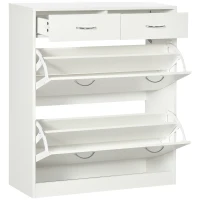 HOMCOM Narrow Shoe Storage with 2 Flip Drawers and Adjustable Shelves Shoe Cabinet Organizer for 12 Pairs of Shoes, White(m-11)
